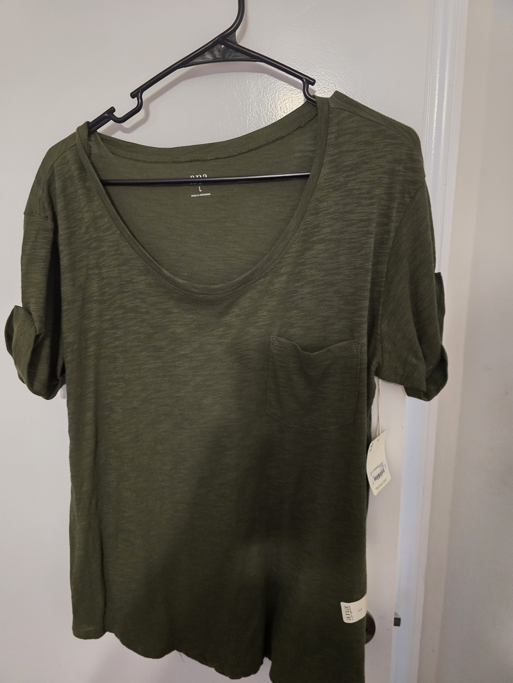AllSaints Olive Green Short Sleeve Pocket Tee